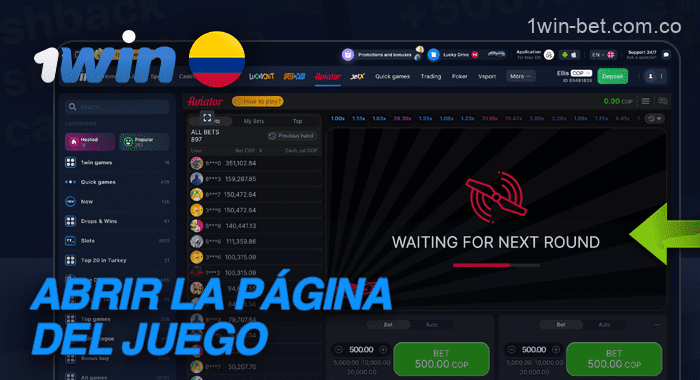 Haz clic en el botón Aviador para abrir el juego